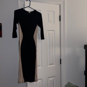 Black & tan fitted dress